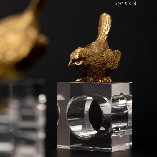 Brass Bird Crystal Napkin Ring